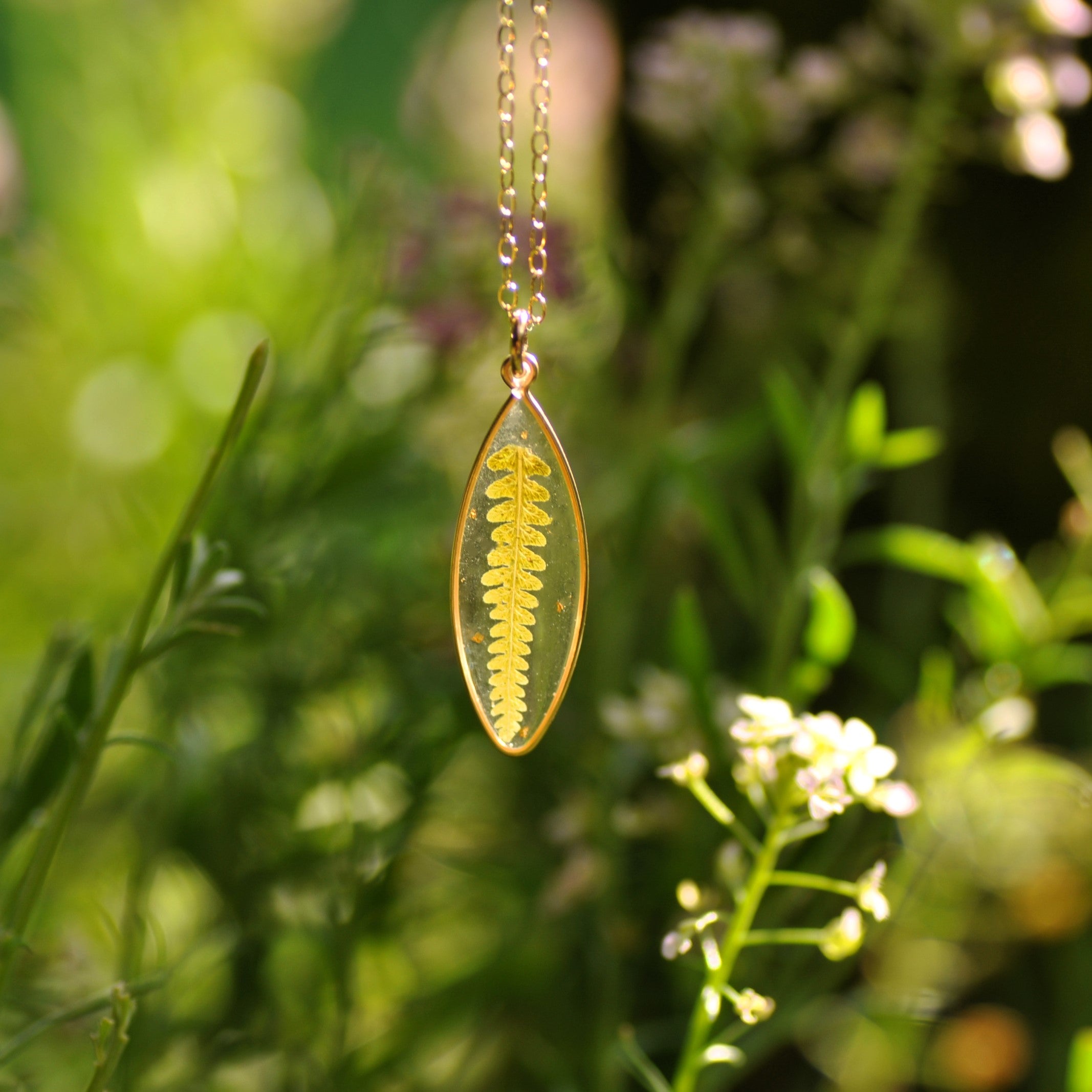 real fern necklace